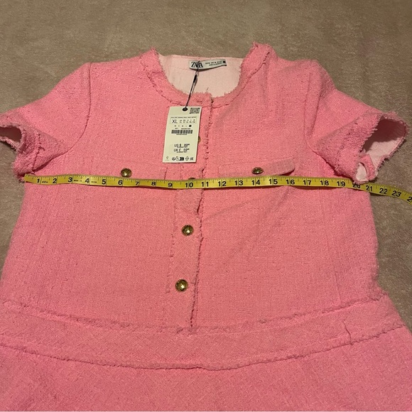 Zara Chic Pink Tweed Textured Mini Dress XL - Picture 8 of 11